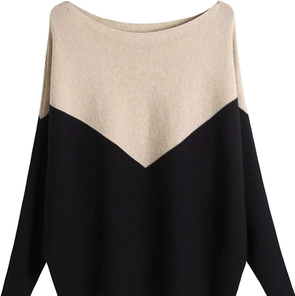 Batwing Sleeves Knitted Dolman Pullover Sweater